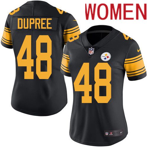 Women Pittsburgh Steelers #48 Bud Dupree Nike Black Vapor Limited Rush NFL Jersey->women nfl jersey->Women Jersey